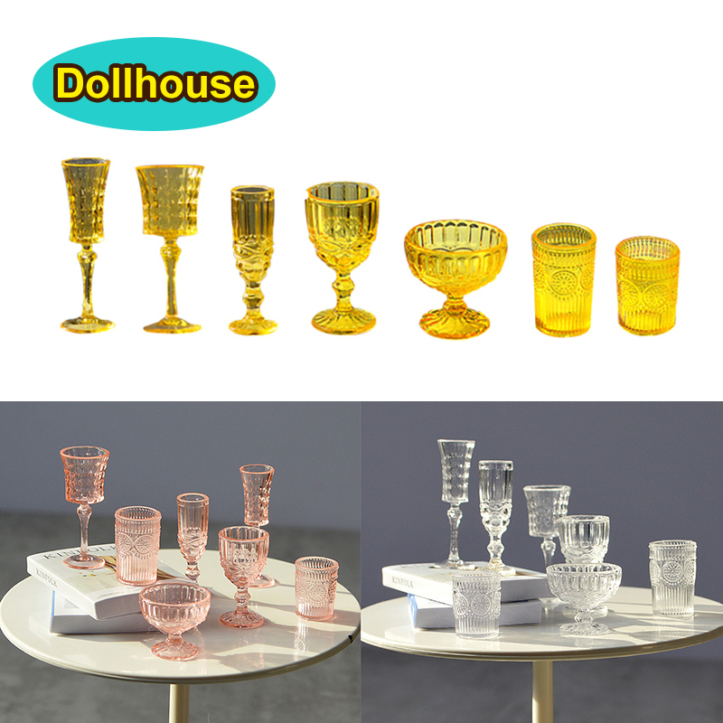 Dollhouse Furniture Set - 7 قطعة/المجموعة 1:6 كوب ماء مصغر