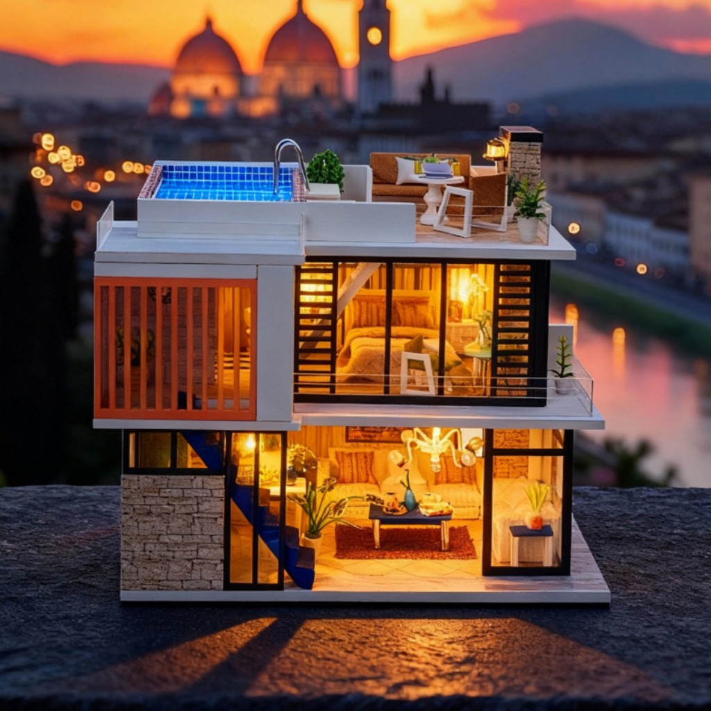 مجموعة بيت الدمى الكاملة من OU - مراجعة Dollhouse Furniture Set وسعره