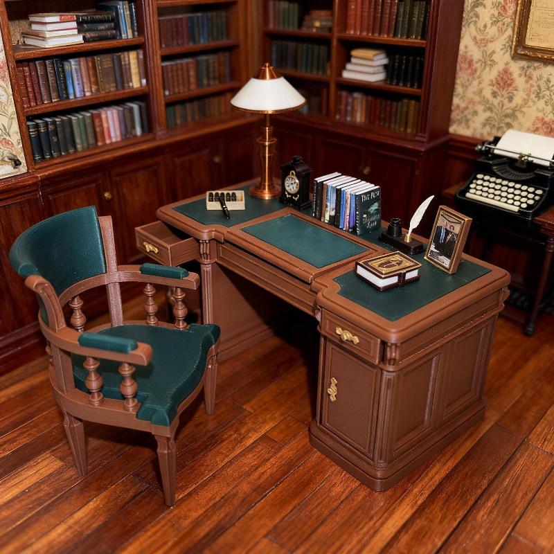 مجموعة كراسي مكتبية صغيرة عتيق - مراجعة Dollhouse Furniture Set وسعره